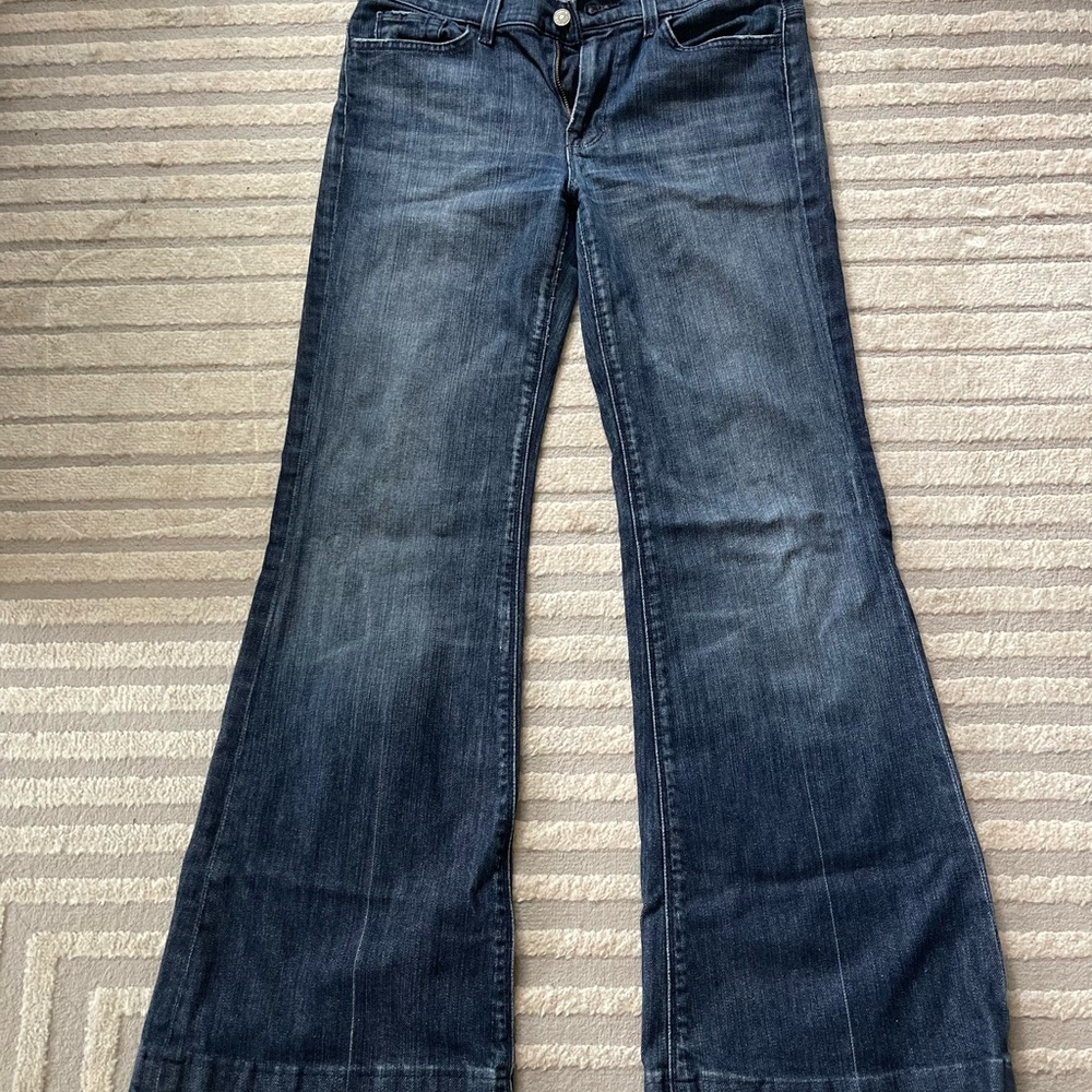 7 For All Mankind Blue Flare Wide Leg Jeans